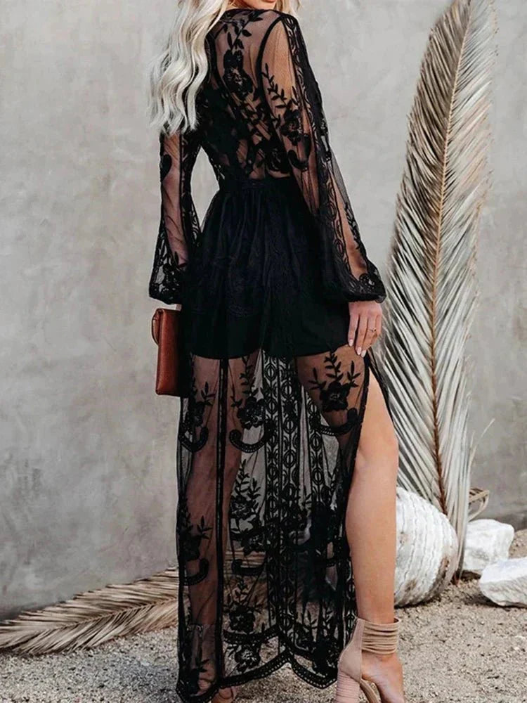 Vestito Maxi in Pizzo Boho per Donna